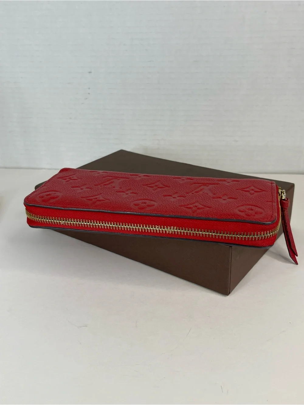Louis Vuitton Cerise Monogram Empreinte Zippy Wallet With Dust Bag and Box